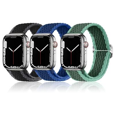 China RYB Fabric Braided Watch Band Elastic Loop With Adjustable Loop Fabric Strap Band For Apple Watch Series 7 41mm 45mm for sale