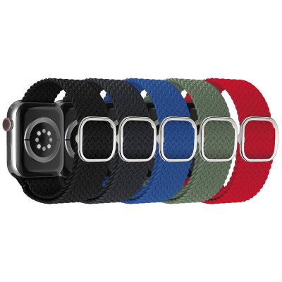 China RYB Comfortable Elastic Fabric Nylon Strap with Adjustable Buckle for Apple Watch 7, Braided Buckle Apple Band for Apple Watch 41mm 45mm for sale