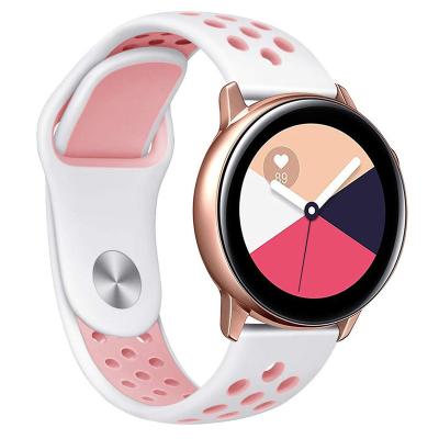 China Fashion 2021 Dual Colors Breathable Sport Silicone Replacement Band For Samsung Galaxy Watch 20 Mm 22 Mm Watch Straps For Smart Watch for sale