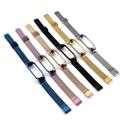 China RYB Stainless Steel Metal Strap Stainless Steel Bracelet Wristband for xiaomi MI band 6 5 3 4 MI4 band with metal case for sale