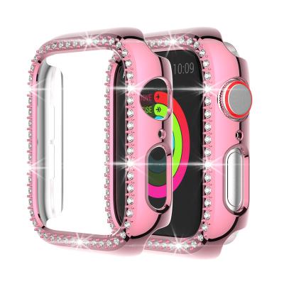 China PC RYB Diamond Plate Cover Protective Shiny Crystal Frame For Apple Watch Case 40mm 44mm 45mm 42mm iWatch series7/6/5/4/SE (Black) for sale