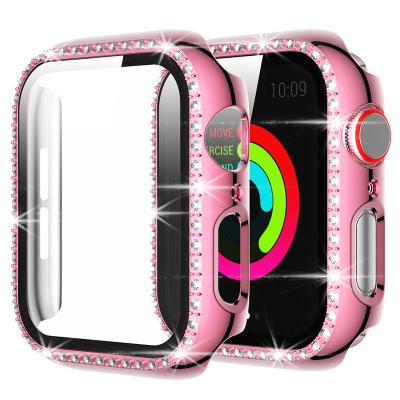 China RYB Diamond Full Cover Watch Case Protector Cover For Apple Watch 45mm Solid PC Cover Case 44mm For iWatch 7 Series 6/5/4/3/2/1 Se 41mm 40mm for sale