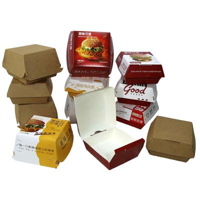 China Disposable Stain Food Grade Paperboard Hamburger Packaging Paper Hamburger Box Disposable for sale