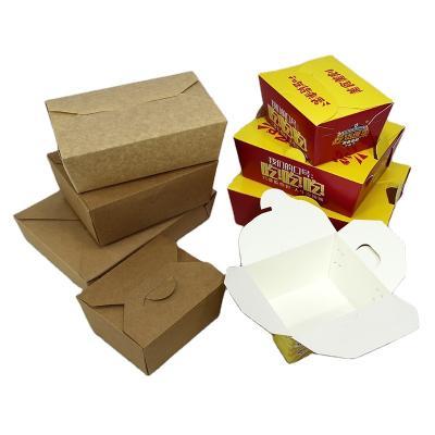 China Disposable Fried Chicken Lunch Box Packaging Brown Paper Takeout Box Disposable Customized Fast Food Packaging for sale