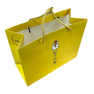 China Recyclable Bag Kraft Your Own Logo Custom Shopping Craft Packaging Ribbon Handle Handles White Food Wholesale Paper Bags for sale