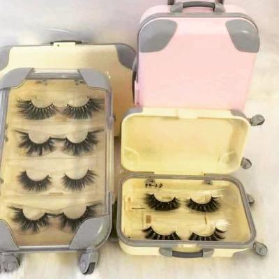 China Long Natural Clean Thick Brand Mink Artificial Eyelashes Packed With Suitcase for sale