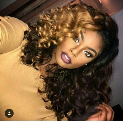 China Cheap Machine Made Non-Remy Human Hair Ombre Wigs Honey Blonde Deep Wave Wig 13*4 Half Lace Wig Short Deep Hair Wigs for sale