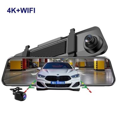 China Build-in WiFi High Quality Car DVR FHD 4K 12 Inch Dual Lens Rearview Mirror Dashcam Camera WIFI Rear Dash Cam for sale