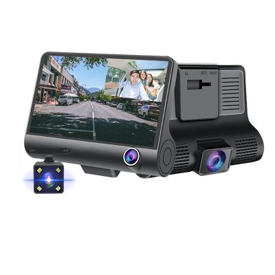 China Waterproof Dashcam Car DVRs 4 Inch Car Camera FHD 1080P Recorder Dash Cam 3 Auto Camera Lens With Rear View Camera Night Vision for sale