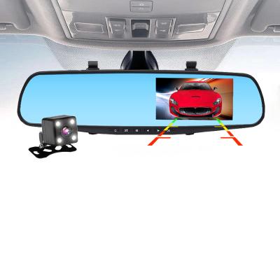 China Waterproof Car Dvr Camera 4.3 Inch Digital Rearview Video Recorder Car Dvr Mirror Lens Rear View Camera Mirror Dash Camera for sale