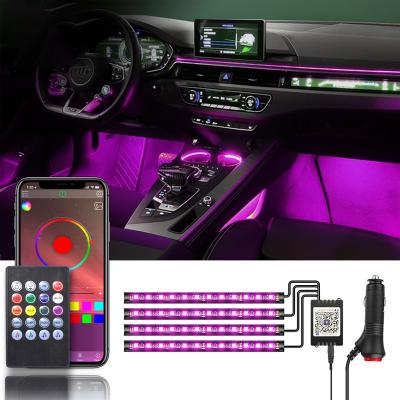 China Auto Car Led Strip Light For Car 12V 30 LED RGB Remote Car Decoration Lights Interior Music Sync Ace Atmosphere Lamps Universal for sale