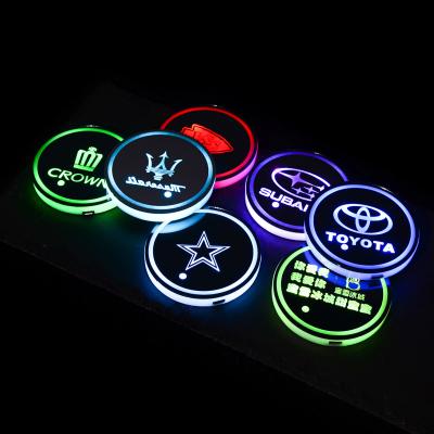 China OBDPEAK Car 3D Logo Projector Light Illuminate Cup Pad Holder Coaster Lights Car Accessories Atmosphere Led Lights Universal for sale