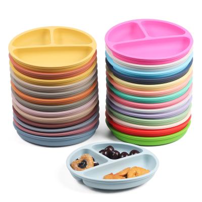 China Sustainable Eversoul Wholesale BPA Free  Microwave Dishwasher Safe Divided  Dinner Plate Feeding Suction Baby Plates For Babies for sale