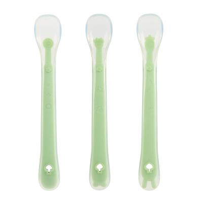 China BPA Free Eversoul Hot Sale  Bpa Free  Silicon Baby Soft Silicone Spoon Children Animal Shape Baby Food Feeding Silicone Spoon for sale