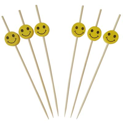 China Disposable Disposable Bamboo Smile Face Pick for sale