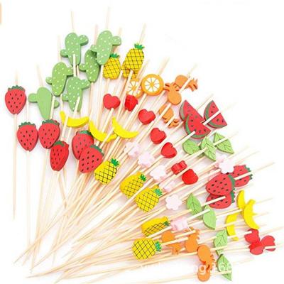 China Various Styles Easily Cleaned Fruit Disposable Catering Natural Bamboo Compostable Decorative Skewers Picks Wholesale for sale