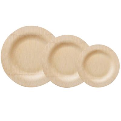 China 9 Inch Disposable Food Grade Fruit Disposable Bamboo Round Dishes for sale