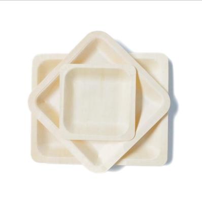 China Disposable Natural Biodegradable Wooden Square Dish for sale