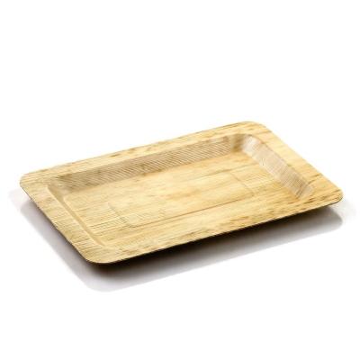 China Disposable 15cm Square Bamboo Leaf Disposable Dish for sale