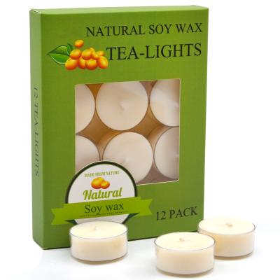 China Birthdays Wholesale 4 Hours Burning Plastic Container Soy Wax Tealight Candles for sale