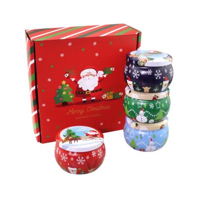 China Gift Flameless Scented Candles Set Natural Soy Wax Tin Candles Gifts For Christmas Portable Travel for sale