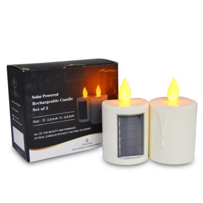 China Contact Flameless Outdoor Decorative Waterproof Rechargeable Holiday Battery Solar Led Garden Candles for sale