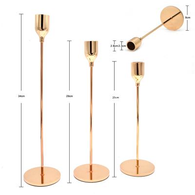 China Art Unique Wholesale Modern Set Pillar Wedding Slim Candle Holder Metal Gold Luxury Candle Holder for sale