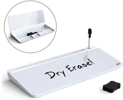 China Durable Small Glass Desktop Whiteboard Storage Dry Erase Computer Pad, White Board Keyboard Holder Drawer for sale