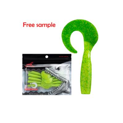 China Wholesale Multi Color Long Curved Soft Tail Worm Artificial Bait Screw Soft Loop Fishing Lure Worm Capuchin Real for sale