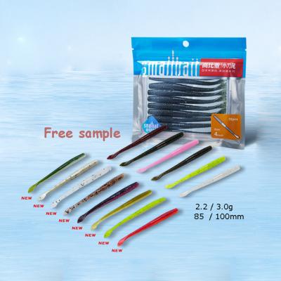 China Soft Plastic Minnow Plant Lure PVC Groundbait Fishing Material Shad Sea Eel Baits Set Lures Small Knife Tail Lures for sale