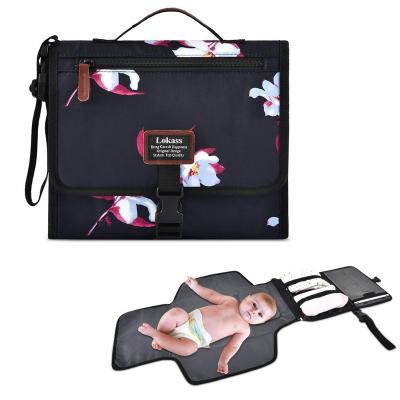 China LOKASS Lightweight Floral Baby Diaper Clutch Waterproof Portable Baby Diaper Changing Pad with Stroller Strap for Mom for sale