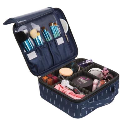 China With Hot Selling Lokass Nylon Cosmetic Bag Makeup Case Travel Adjustable Cosmetic Beauty Bag Dividers Case With Adjustable Dividers for sale