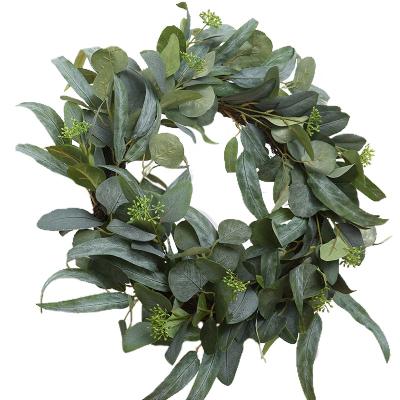 China Transitional Manufacturer Artificial Green Boxwood Braid Garland Silk Natural Christmas Eucalyptus Seed Lambs Ear Assembled Garland for sale