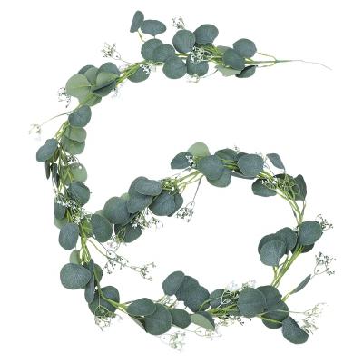 China 2M Wholesale Wedding Coastal Eucalyptus Leave Apple Seeded Vine Grow Leaves Garland Christmas Decoration For Wedding Backdrop Arch Wall for sale