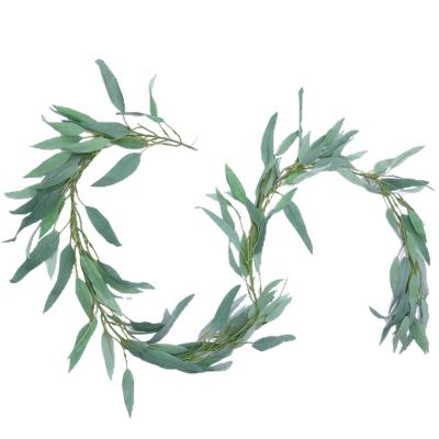 China Silk Eucalyptus Vines Wedding Decor Garland Greenery Silver Dollar Hanging Eucalyptus Transitional Artificial Leaves Good Quality Long for sale