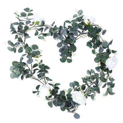 China Minimalist 6.2 Ft Artificial Silver Dollar Eucalyptus Leaves Eucalyptus Garland With Flowers Hanging Decorations Tropical Palm Eucalyptus for sale