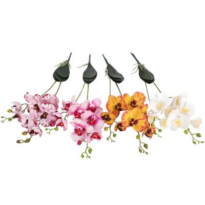 China Artificial Vanda Real Touch Phalaenopsis Orchid Plant 3D Minimalist 2Forks 8 Heads Stems Butterfly Orchid Printing Flower Latex For Decoration for sale