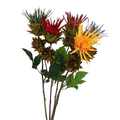 China Transient Plant High Quality Artificial Roses Single Long Stem Flowers King Protea Giant Artificial Flower Silk Calendula Officinalis for sale