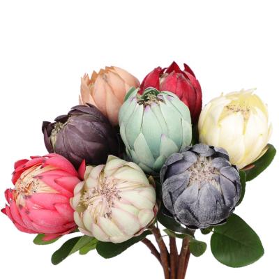 China Scandinavian Factory Direct Artificial Plants Flower Artificial Large Size Silk King Protea Cynaroides King Protea Flowers Large for sale