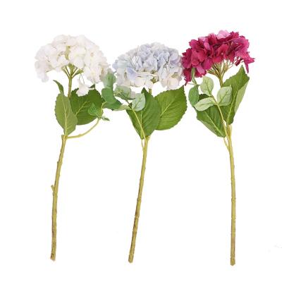 China 2022 Coastal Hot Selling Wholesale Artificial Flowers 54Cm Single Stem Single Feel Moisturizing Hydrangea For Wedding Home Decoration for sale