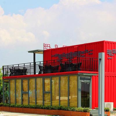 China 40ft rotes Luxuslandhaus-modulares Versandverpackungs-Haus zu verkaufen