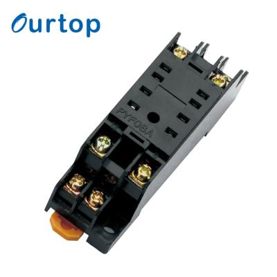 China OURTOP China Low Power My2 Epoxy Panel Mounted Din Rail Plug In 8 Pin Relay Base Socket for sale