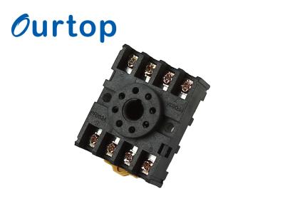 China OURTOP Epoxy Round Type 8 Pin 10A Power Relay Sockets Electromagnetic Electric Relay Sockets Din Rail for sale