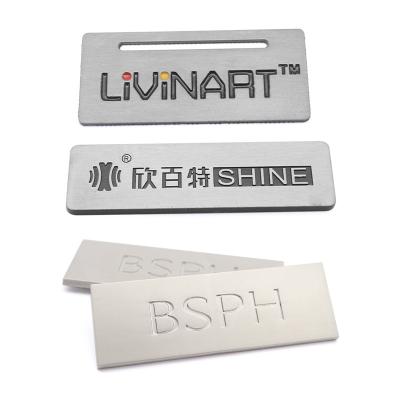 China Waterproof Embossed Logo Zinc Alloy Label From 2021 China New Products Manufacture for sale