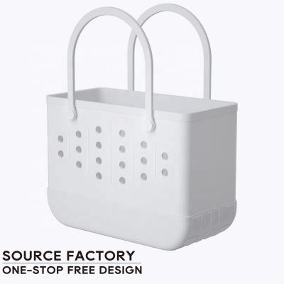 China Fashion Women Wholesale Fashion Eva Plastic Silicone Bag With Holes Waterproof Tote Bags Custom Summer Rubber Beach Large Eva Totes for sale