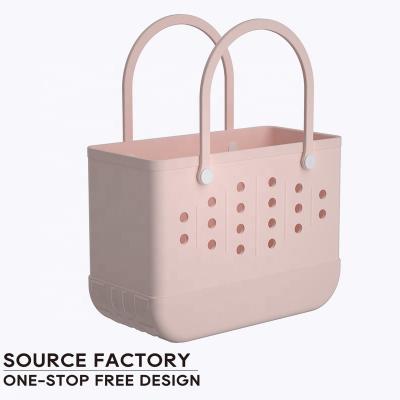 China Hot Sales Fashion Ladies Handbags Waterproof EVA Bag Tote Large Shopping Basket Bags Beach Silicone Bag Women for sale