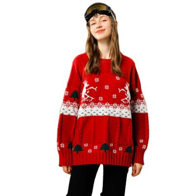 China 2021 Anti-wrinkle Best Price Grow Decoration With Jacquard 0-Neck All Color Spring Autumn Winter Lady Women Christmas Sweater Custom Girls for sale