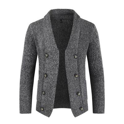 China Custom New Fashion Slim Fit Men's Lapel Cardigan Knitted Sweater Anti-Shrink Men's Long Sleeve Soft Criss-Cross Warm Thick Tops for sale