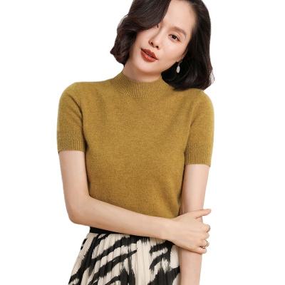 China Anti-Wrinkle Stretching Warm Pure O-Neck Plain Color Sale Half Sleeve Short Sleeve Computer Knitted All Colors Customize Winter Woemen Pullover Sweater for sale