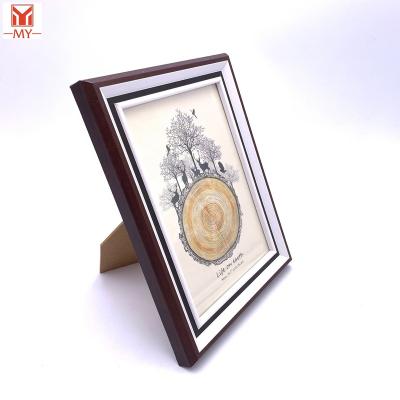 China Wholesale Durable MDF Brown Wood Grain With Black And White Lines Embellished Picture Frame For Living Room And Bedroom Decoration for sale